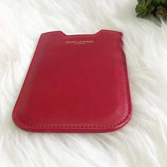 NWOT Saint Laurent Leather Case / Card holder Red - Picture 4 of 9